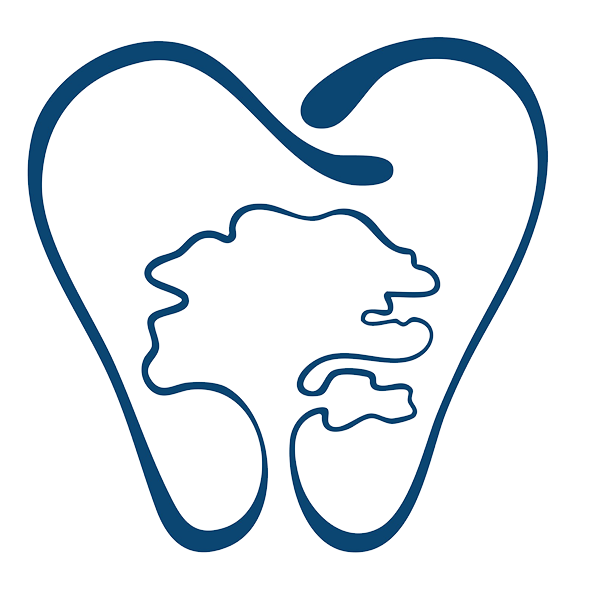 The image displays a stylized graphic of a tooth with a map of the United States inside its cavity, set against a dark background with a lighter border.